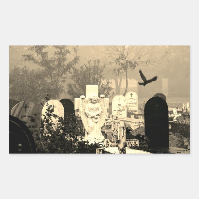 HAUNTED GRAVEYARD RECTANGLE STICKERS (Front)