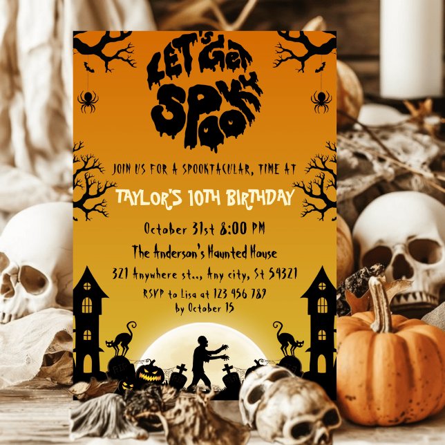 Haunted Graveyard Spooky Halloween Birthday Invitation (Creator Uploaded)