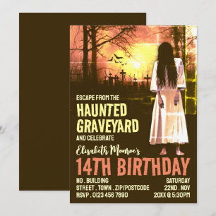 Haunted Graveyard Theme Escape Room Birthday Party Invitation