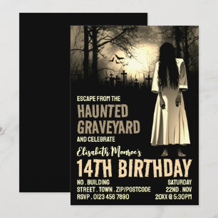 Haunted Graveyard Theme Escape Room Birthday Party Invitation