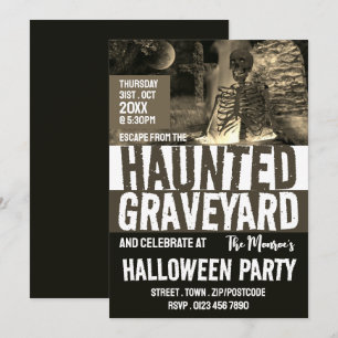 Haunted Graveyard Theme Escape Room Halloween Invitation