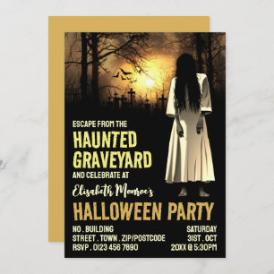 Haunted Graveyard Theme Escape Room Halloween Invitation