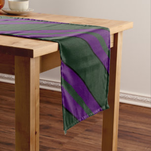 Haunted Green and Purple with Pin Striped Long Table Runner