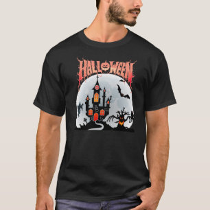 Haunted Halloween Castle T-Shirt - Spooky Ghost Pu