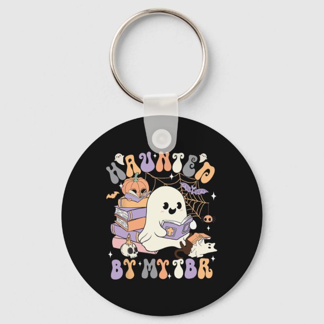 Haunted Halloween Costume Ghost  Key Ring (Front)