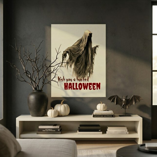 Haunted Halloween Ghost Cream Wall Art Print (Creator Uploaded)