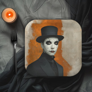 Haunted Halloween Gothic Costume Party Paper Plate
