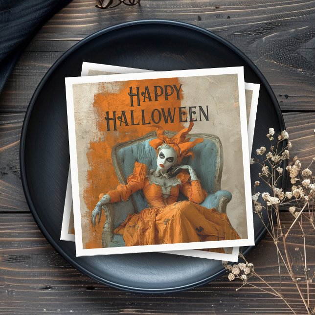 Haunted Halloween Gothic Woman in Orange Napkin (Creator Uploaded)