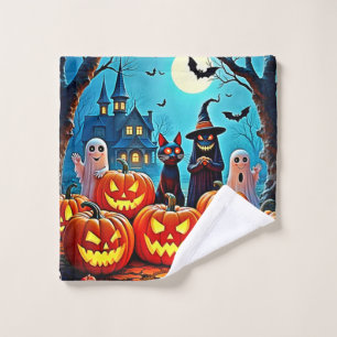 Haunted Halloween Night Design Bath Towel Set