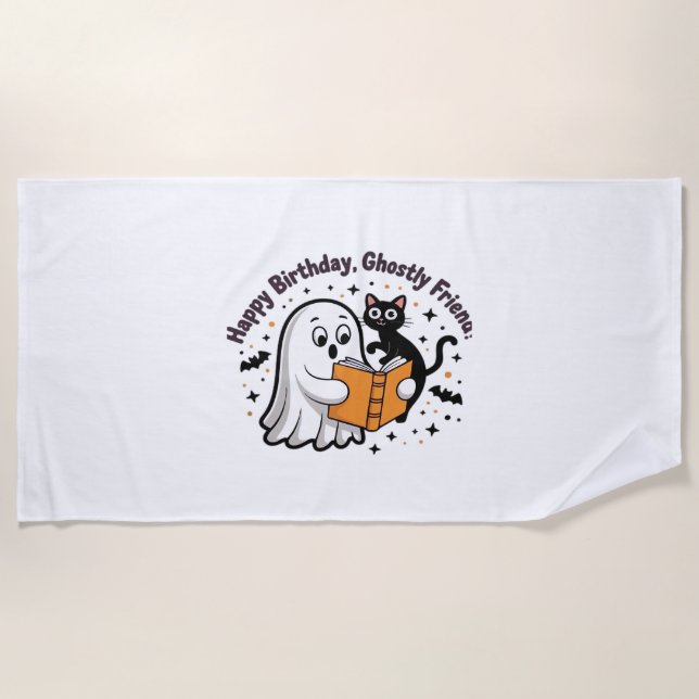 Haunted Halloween Night Design Classic T-Shirt Beach Towel (Front)