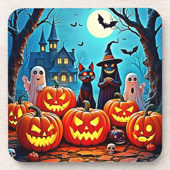 Haunted Halloween Night Design Coaster (Front)