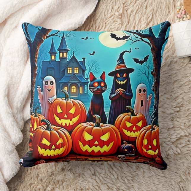 Haunted Halloween Night Design Cushion (Blanket)