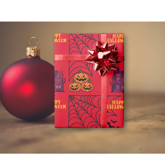 Haunted Halloween Night (Orange) Wrapping Paper (Creator Uploaded)