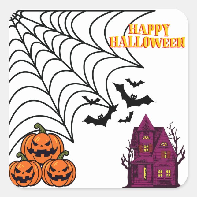 Haunted Halloween Night Square Sticker (Front)