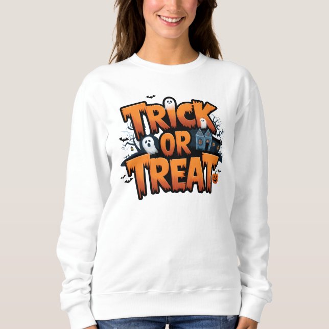 Haunted Halloween night with ghosts Sweatshirt (Front)