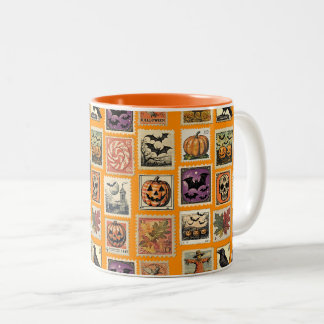 Haunted Halloween Postage Stamp Pattern Mug 