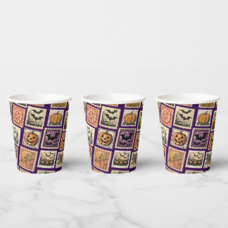 Haunted Halloween Postage Stamp Pattern Mug  Paper Cups