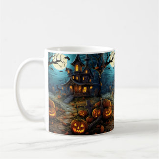 Haunted Halloween Pumpkin House Spooky Coffee Mug