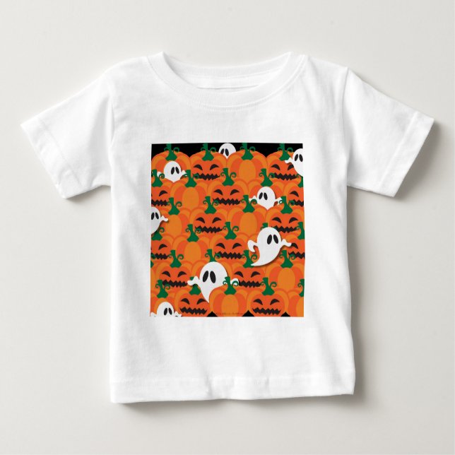 Haunted Halloween Pumpkin Patch Ghosts Baby T-Shirt (Front)