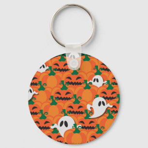 Haunted Halloween Pumpkin Patch Ghosts Key Ring