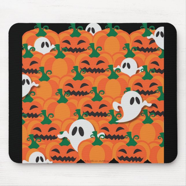 Haunted Halloween Pumpkin Patch Ghosts Mouse Pad (Front)