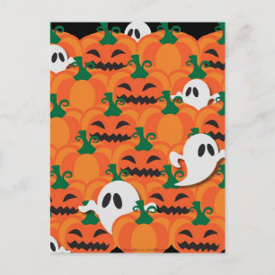 Haunted Halloween Pumpkin Patch Ghosts Postcard