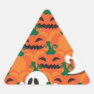 Haunted Halloween Pumpkin Patch Ghosts Triangle Sticker
