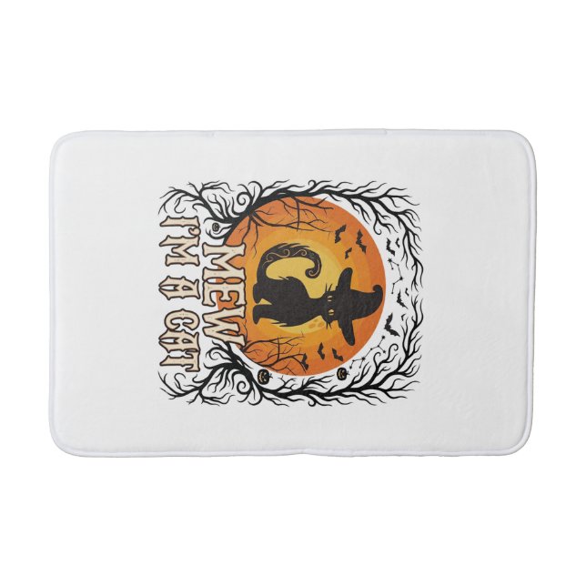 Haunted Halloween Pumpkin Spooky Night Ghost Silho Bath Mat (Front)