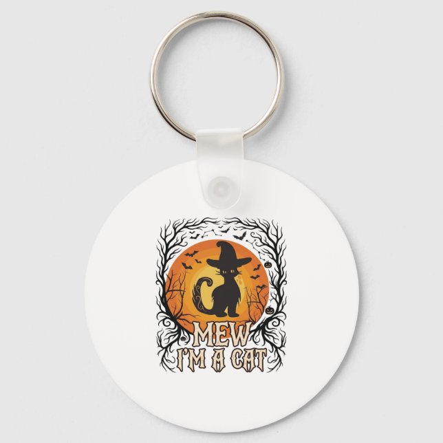 Haunted Halloween Pumpkin Spooky Night Ghost Silho Key Ring (Front)