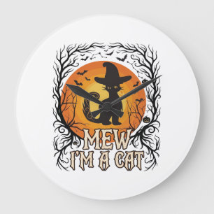 Haunted Halloween Pumpkin Spooky Night Ghost Silho Large Clock