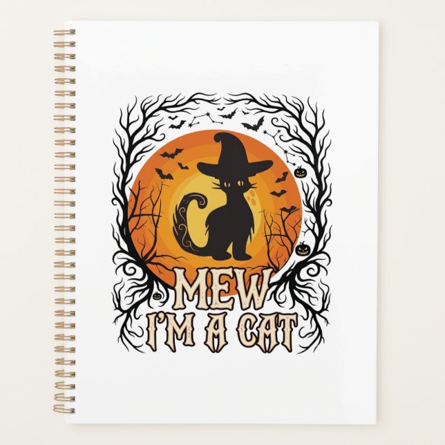 Haunted Halloween Pumpkin Spooky Night Ghost Silho Planner (Front)