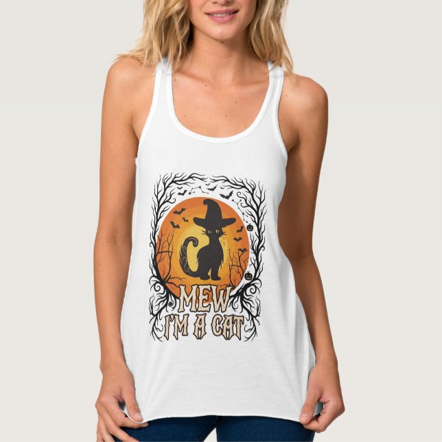Haunted Halloween Pumpkin Spooky Night Ghost Silho Singlet (Front)
