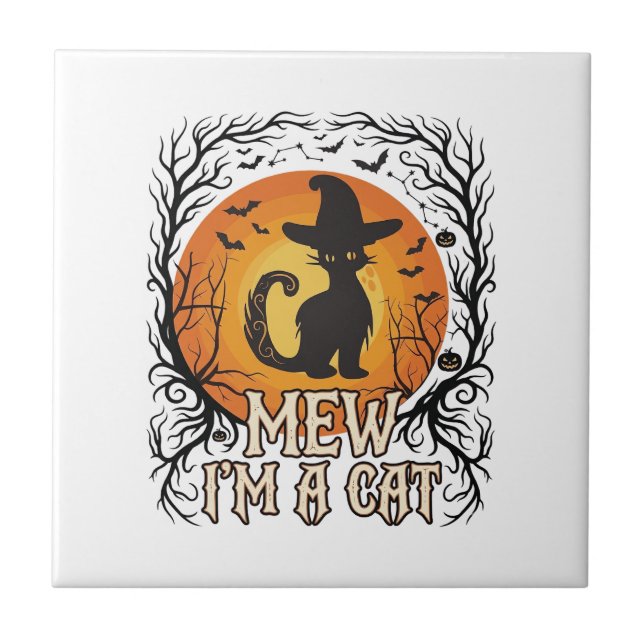 Haunted Halloween Pumpkin Spooky Night Ghost Silho Tile (Front)