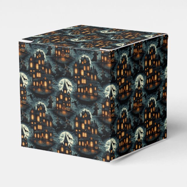 Haunted Halloween Scene Favour Box (Front Side)