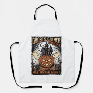 Haunted Halloween Shirt Vintage Ghost Pumpkin Art Apron