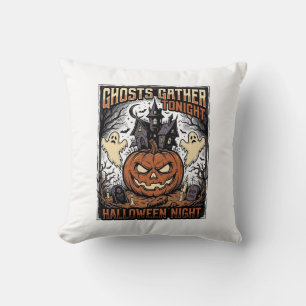 Haunted Halloween Shirt Vintage Ghost Pumpkin Art  Cushion