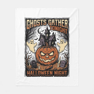 Haunted Halloween Shirt Vintage Ghost Pumpkin Art Fleece Blanket