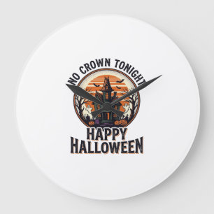 Haunted Halloween Shirt With Spooky Manor Art_1 Large Clock