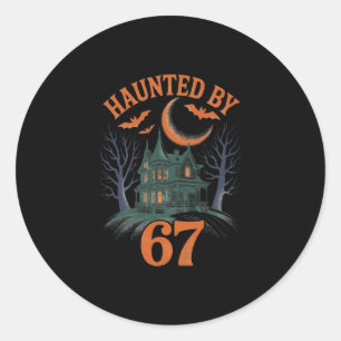 Haunted Halloween Skeleton Haunted Six Seven Numbe Classic Round Sticker