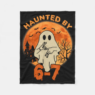 Haunted Halloween Skeleton Haunted Six Seven Numbe Fleece Blanket
