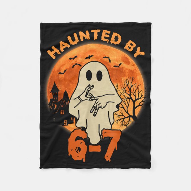 Haunted Halloween Skeleton Haunted Six Seven Numbe Fleece Blanket (Front)