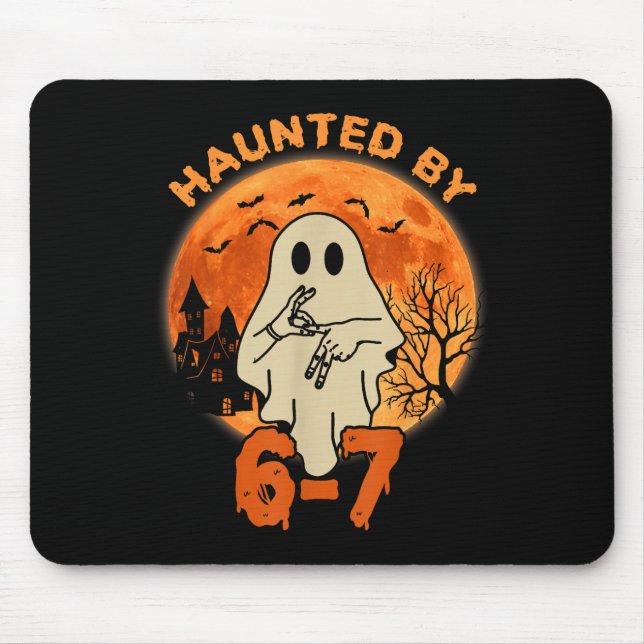 Haunted Halloween Skeleton Haunted Six Seven Numbe Mouse Pad (Front)