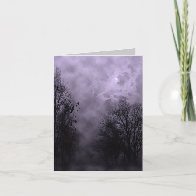 Haunted Halloween Sky Purple Mist Card (Front)