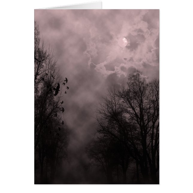 Haunted Halloween Sky Red Mist Card (Front)