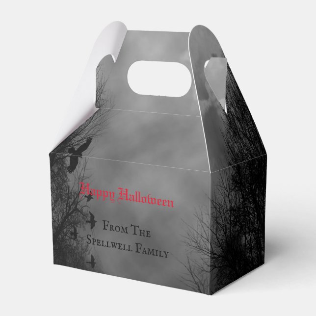 Haunted Halloween Sky with Ravens Party Favour Box (Front Side)