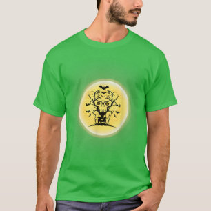 Haunted Halloween Spooky Tree Bats Full Moon T-Shi T-Shirt