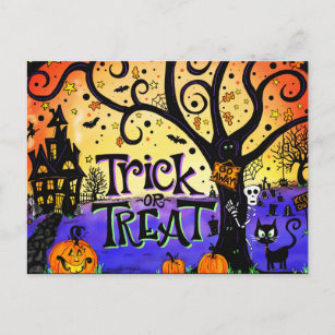 Haunted Halloween Trick or Treat Postcard