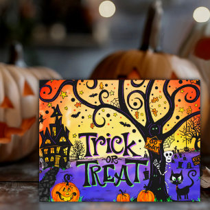 Haunted Halloween Trick or Treat Postcard