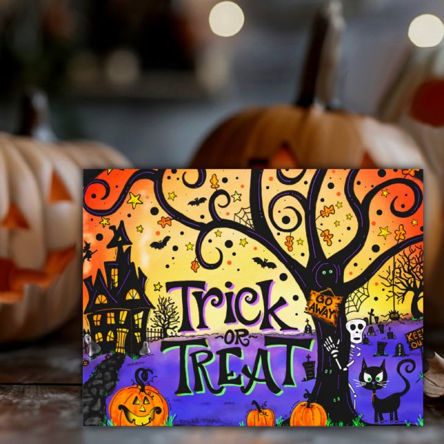Haunted Halloween Trick or Treat Postcard (Creator Uploaded)