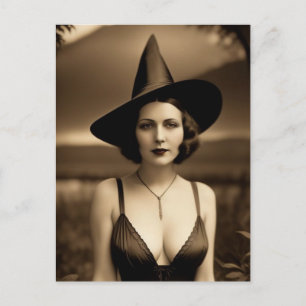 Haunted Halloween Witch Postcard
